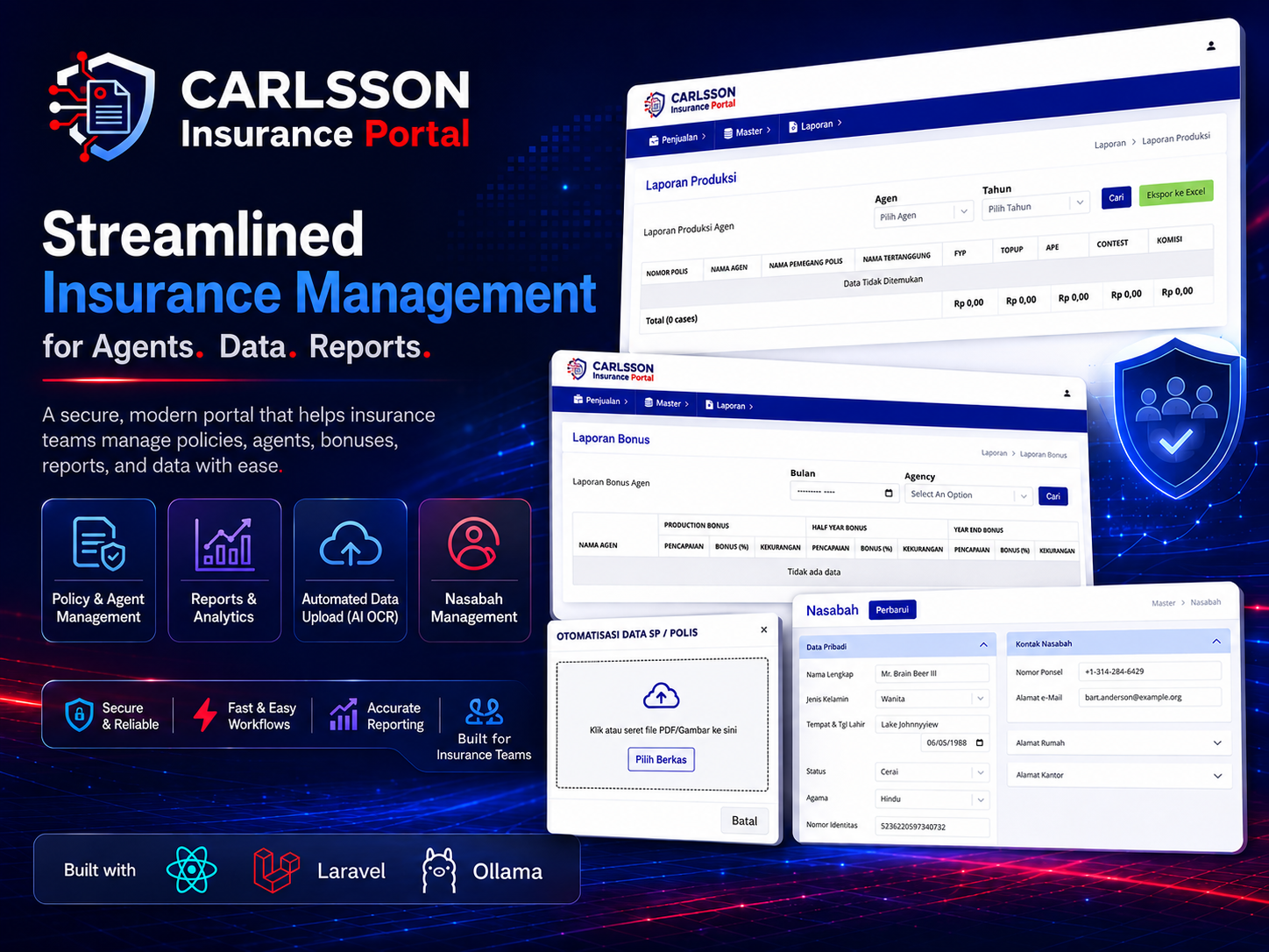 Insurance Portal interface.