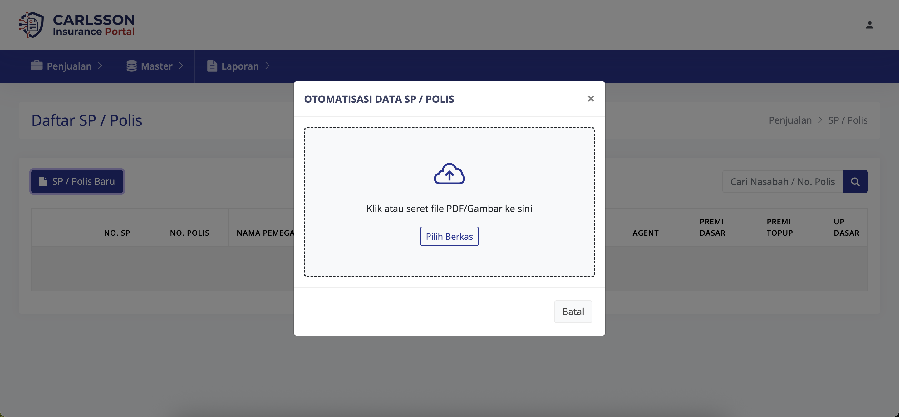 Adding new policy only with uploading and AI will read the data.