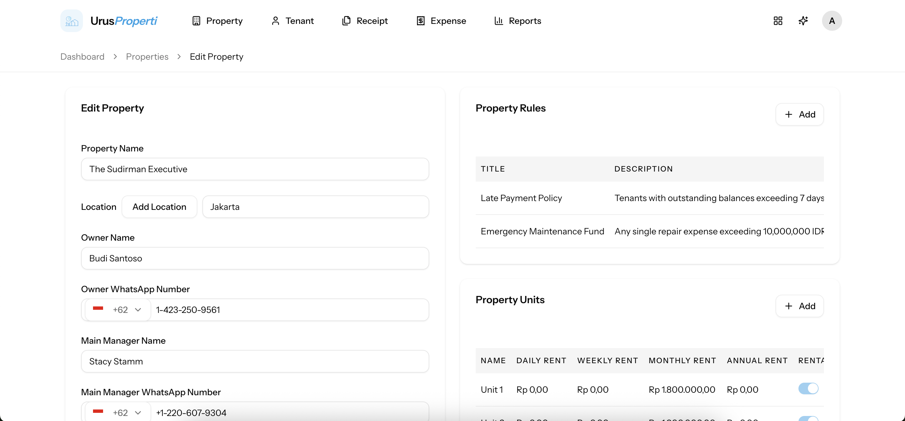 Edit property page in UrusProperti.
